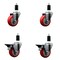 Service Caster 3.5'' Red Poly Wheel Swivel 1-3/8'' Expanding Stem Caster Set 2 Brakes, 4PK SCC-EX20S3514-PPUB-RED-2-PLB-2-138 - alternate 1